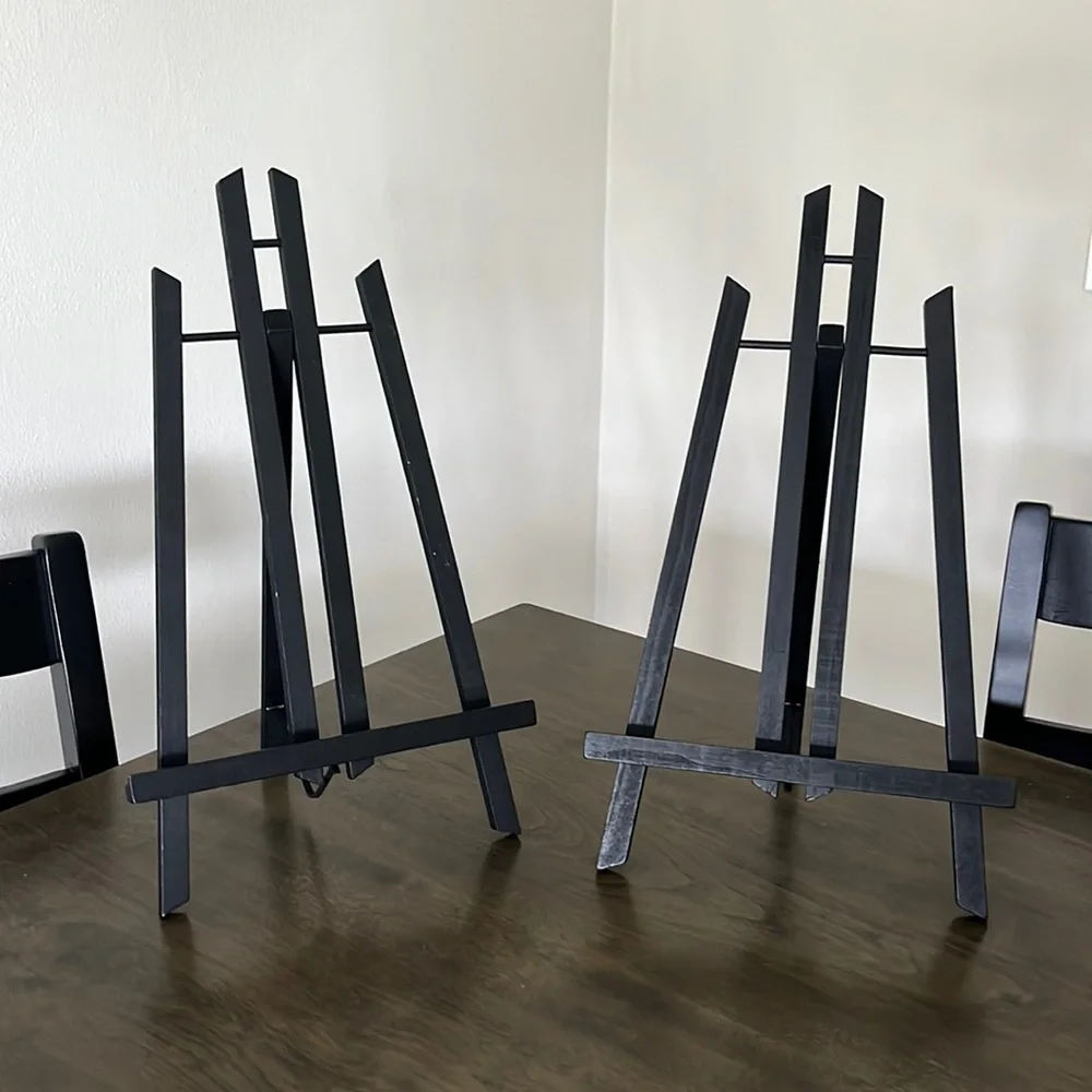 TWO Black Wooden Cookbook/ Book Holders/ Painting